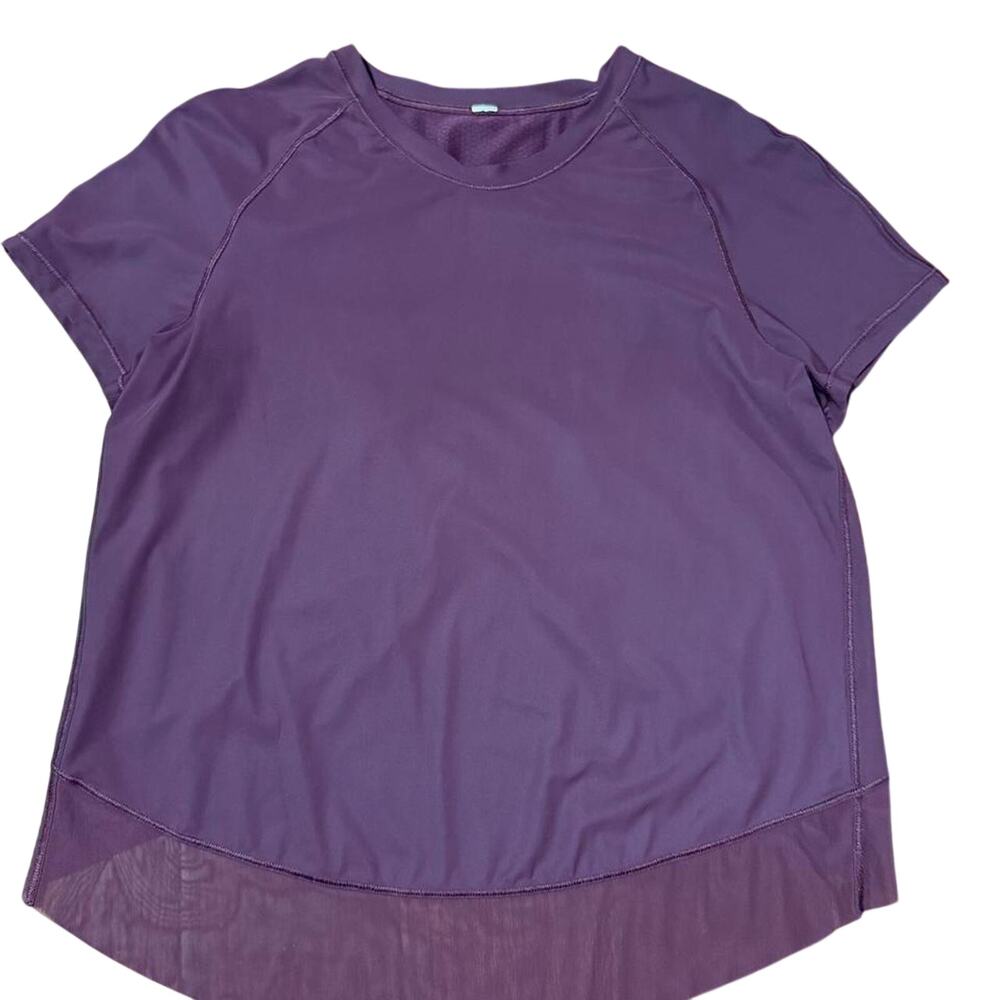 Lululemon burgundy mesh top with sheer mesh